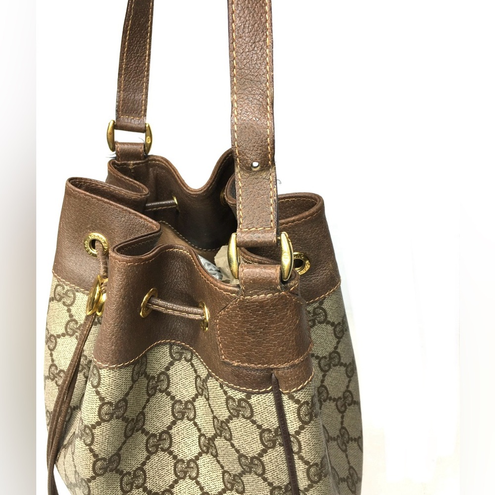 Authentic Gucci brown monogram coated canvas bucket bag - Picture 10 of 15